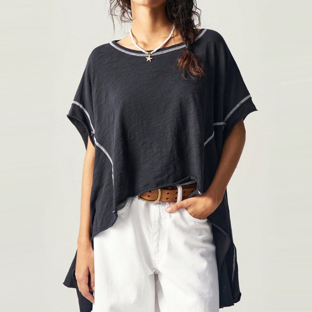 Bohemela Boho Asymmetrical Hem Casual Cotton T-shirt Top